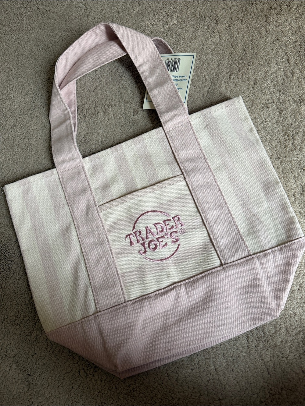 Trader Joe’s Pink Striped Canvas Mini Tote Bag